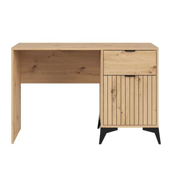 Skrivebord Lamea 120x60 cm - 1 dør - 1 skuff - eik artisan - riller