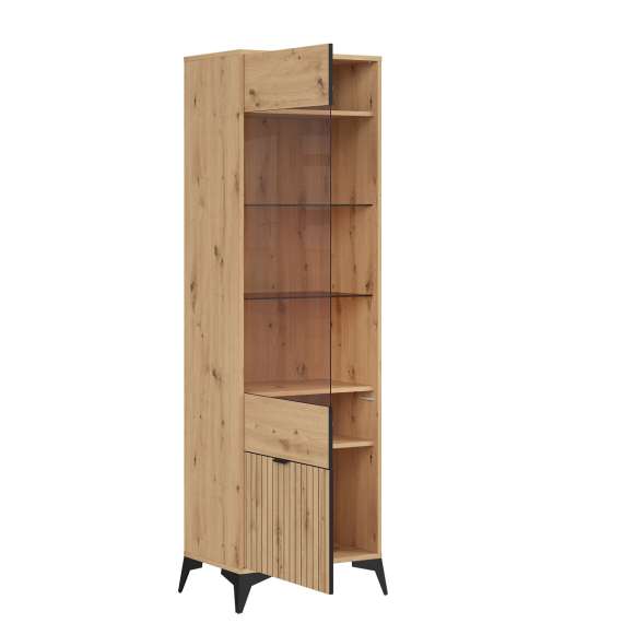 Vitrineskap Lamea 60x197 cm - 1 dør - eik artisan - riller