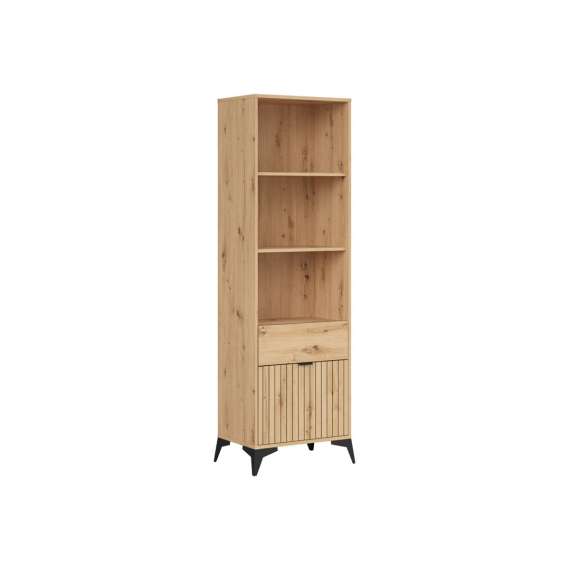 Reol Lamea 60x197 cm - 1 dør - 1 skuff - eik artisan - riller