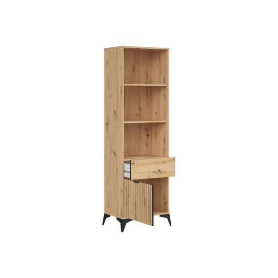 Reol Lamea 60x197 cm - 1 dør - 1 skuff - eik artisan - riller