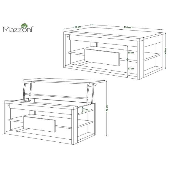 Sofabord Frame 110x60 - hvit matt - svart matt
