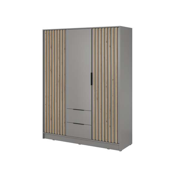Garderobeskap Nelly 155x200 cm - 3 dører - 2 skuffer - Spiler