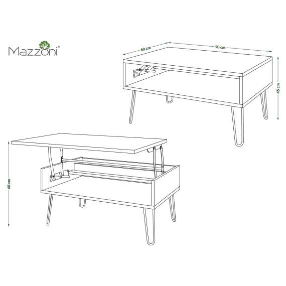 Sofabord Hairpin 90x60 - hvit matt - svart matt - hylle - oppbevaringsplass