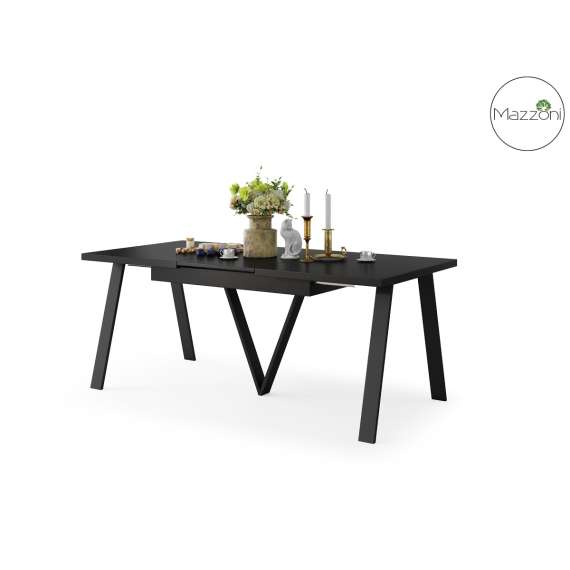 Spisebord Avery 140-290 cm - svart matt - svart ben 3 ileggsplate