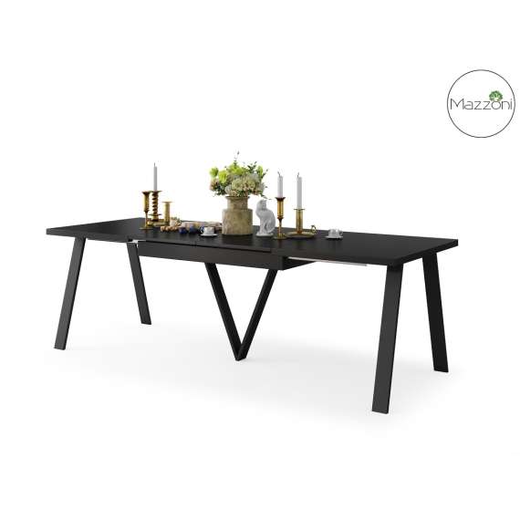 Spisebord Avery 140-290 cm - svart matt - svart ben 3 ileggsplate