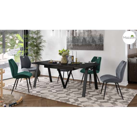 Spisebord Avery 140-290 cm - svart matt - svart ben 3 ileggsplate