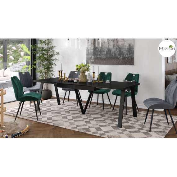 Spisebord Avery 140-290 cm - svart matt - svart ben 3 ileggsplate