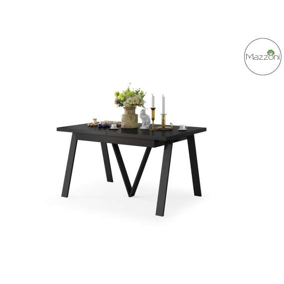 Spisebord Avery 140-290 cm - svart matt - svart ben 3 ileggsplate