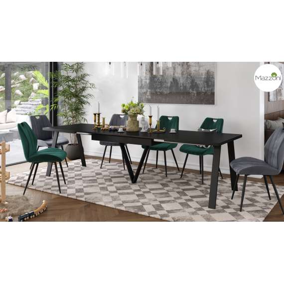 Spisebord Avery 140-290 cm - svart matt - svart ben 3 ileggsplate