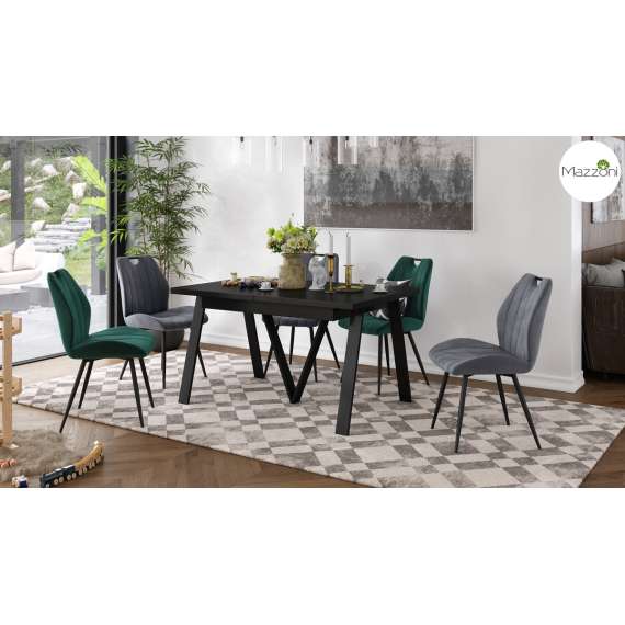 Spisebord Avery 140-290 cm - svart matt - svart ben 3 ileggsplate