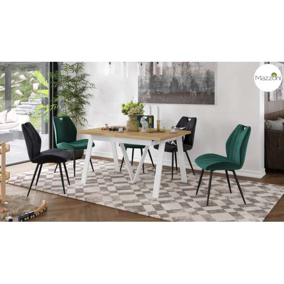 Spisebord Avery 140-290 cm - eik artisan - hvit ben - 3 ileggsplate