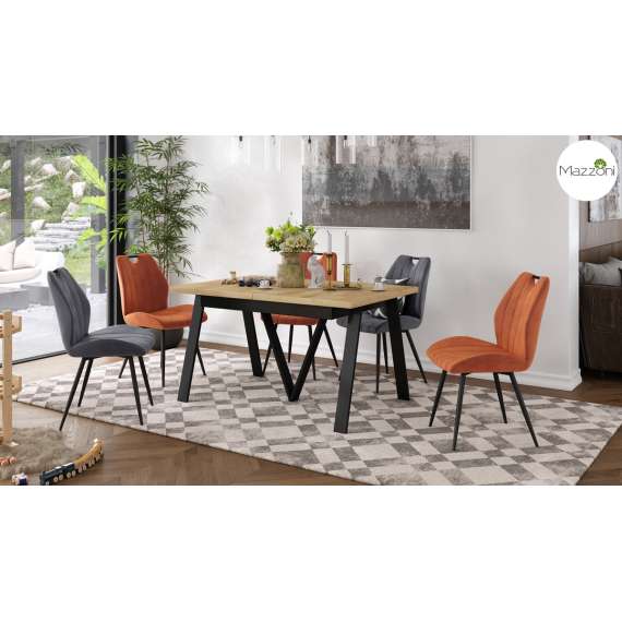 Spisebord Avery 140-290 cm - eik craft - svart ben - 3 ileggsplate