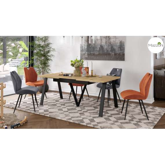 Spisebord Avery 140-290 cm - eik craft - svart ben - 3 ileggsplate