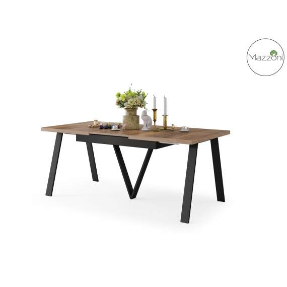 Spisebord Avery 140-290 cm - eik halifax - svart ben - 3 ileggsplate