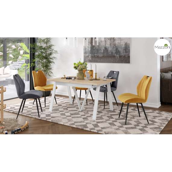 Spisebord Avery 140-290 cm - eik sonoma - hvit ben - 3 ileggsplate