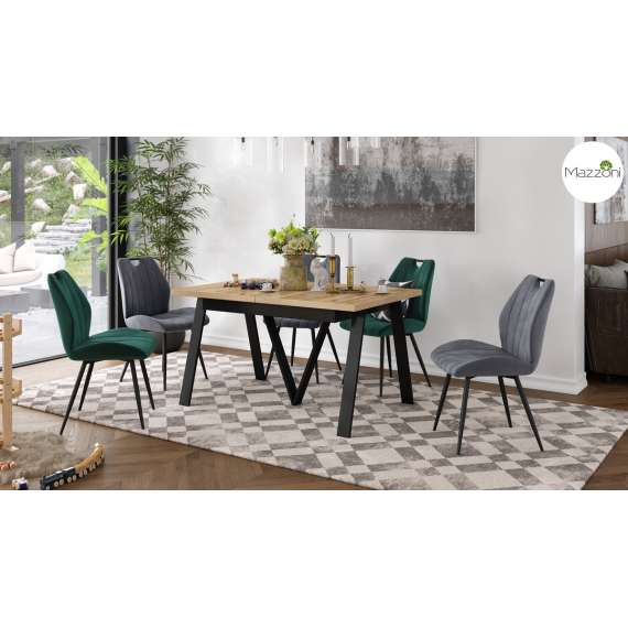 Spisebord Avery 140-290 cm - eik wotan - svart ben - 3 ileggsplate