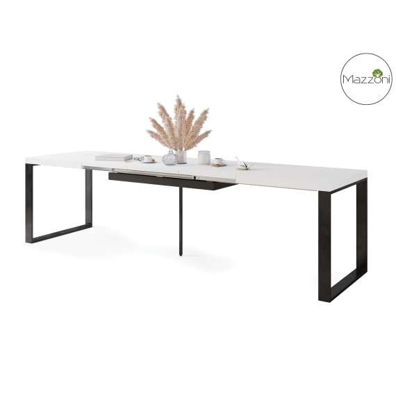 Spisebord Avari 140-290 cm - hvit matt - metallben