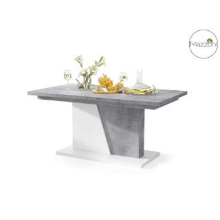 Spisebord Noble 160-218 cm - betong - hvit matt