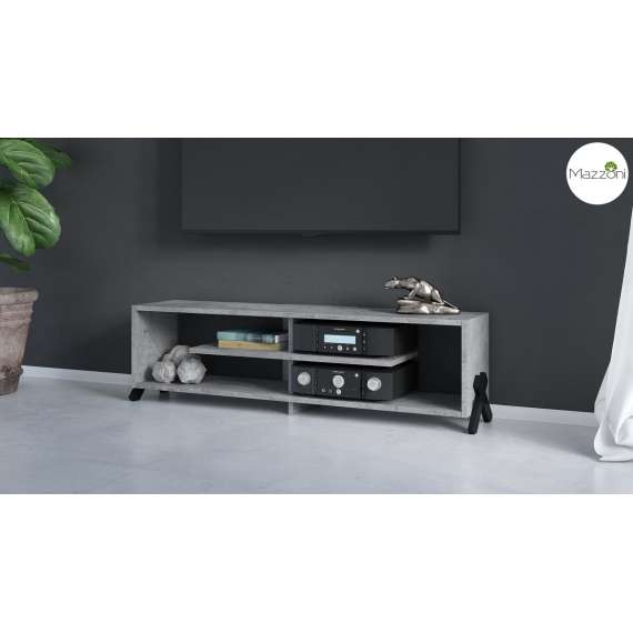 Tv-benk Vik 140x 40 cm - betong millenium - svart ben