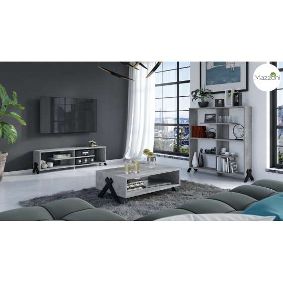 Tv-benk Vik 140x 40 cm - betong millenium - svart ben