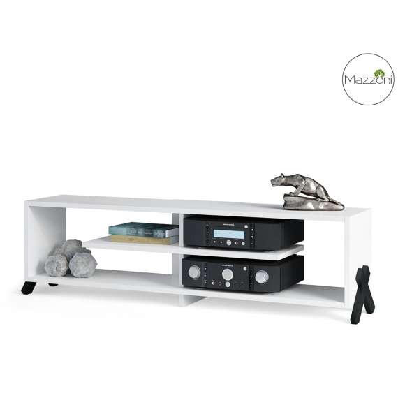 Tv-benk Vik 140x 40 cm - hvit matt - svart ben