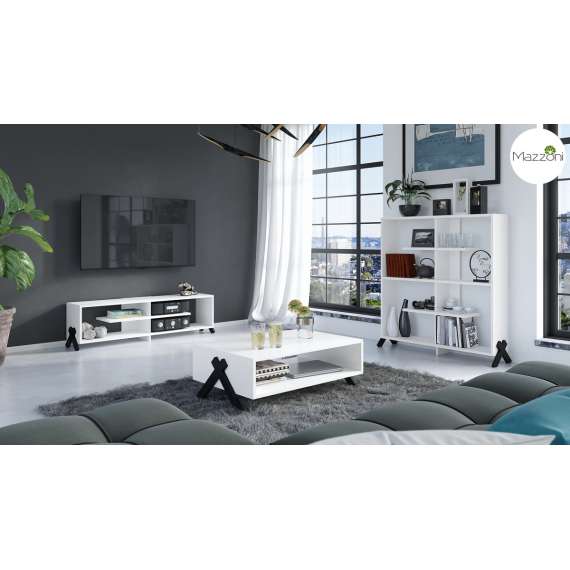 Tv-benk Vik 140x 40 cm - hvit matt - svart ben