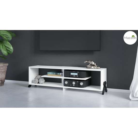 Tv-benk Vik 140x 40 cm - hvit matt - svart ben