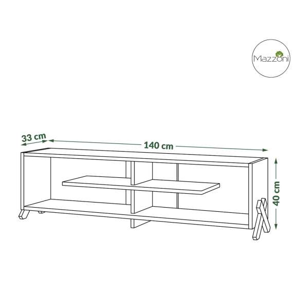 Tv-benk Vik 140x 40 cm - hvit matt - svart ben