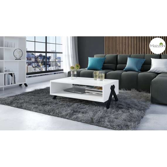 Sofabord Vik 90x 60 cm - hvit matt - svart ben