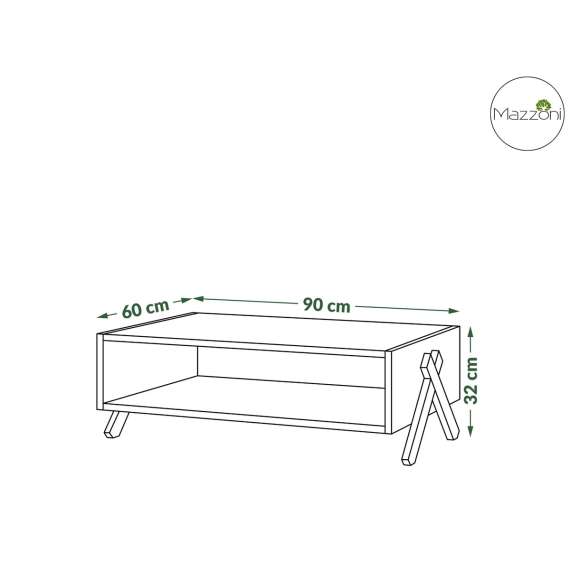 Sofabord Vik 90x 60 cm - hvit matt - svart ben
