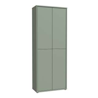 Stort skoskap Alice 74x192 - salvie grønn matt - 4 dører - hyller