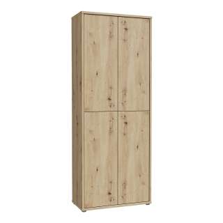 Stort skoskap Alice 74x192 - eik artisan - 4 dører - hyller