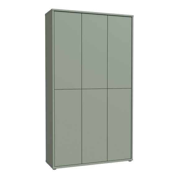 Stort skoskap Alice 109x192 - salvie grønn matt - 6 dører - hyller