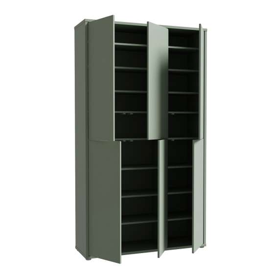 Stort skoskap Alice 109x192 - salvie grønn matt - 6 dører - hyller