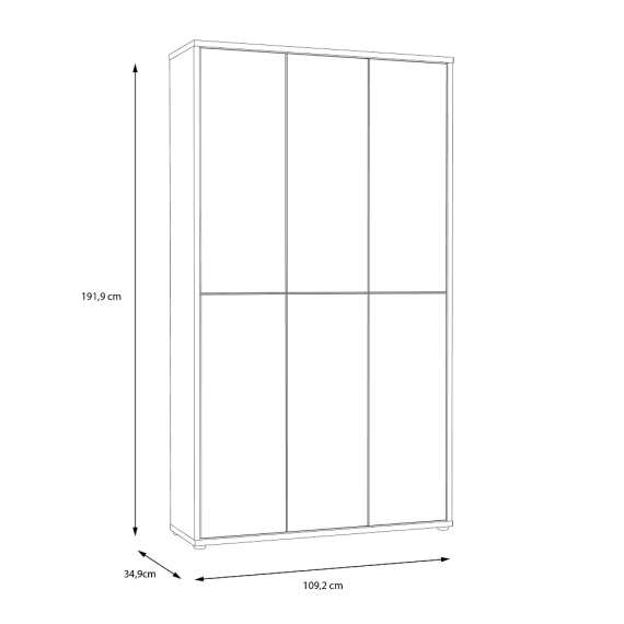 Stort skoskap Alice 109x192 - salvie grønn matt - 6 dører - hyller