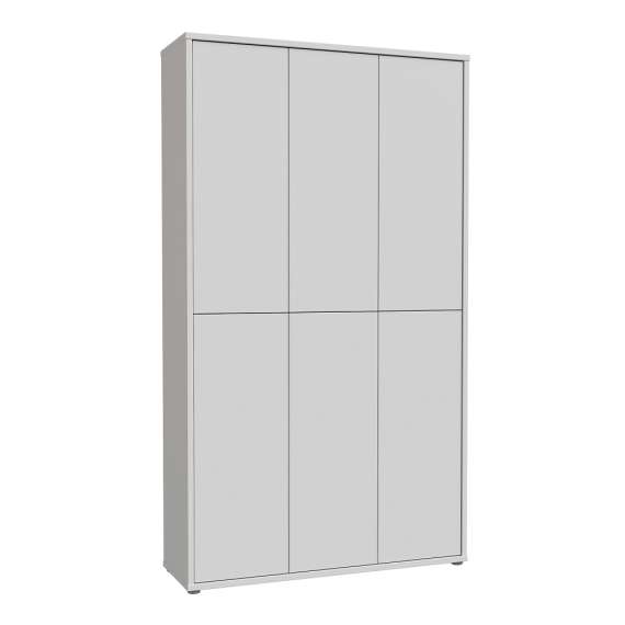 Stort skoskap Alice 109x192 - lys grå matt - 6 dører - hyller