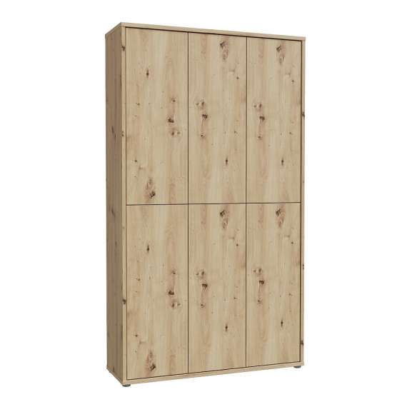 Stort skoskap Alice 109x192 - eik artisan - 6 dører - hyller
