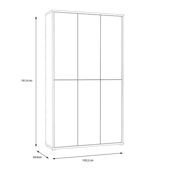 Stort skoskap Alice 109x192 - eik artisan - 6 dører - hyller