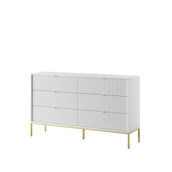 Kommode Nova 154x83 cm - hvit matt - 6 skuffer