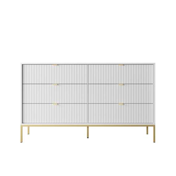 Kommode Nova 154x83 cm - hvit matt - 6 skuffer