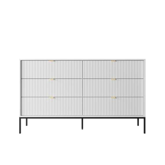 Kommode Nova 154x83 cm - hvit matt - 6 skuffer