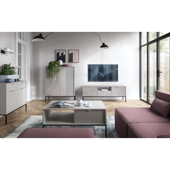 Kommode Nova 154x83 cm - grå matt - 6 skuffer