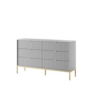 Kommode Nova 154x83 cm - grå matt - 6 skuffer