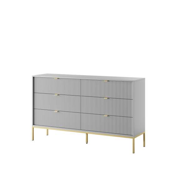 Kommode Nova 154x83 cm - grå matt - 6 skuffer