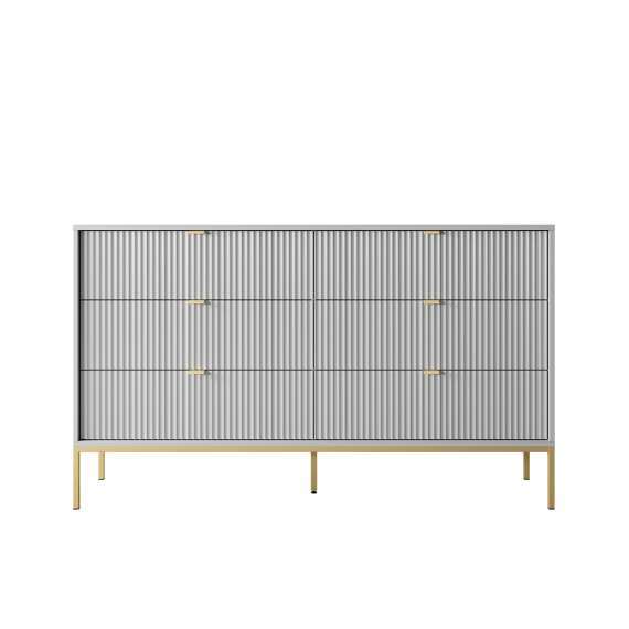 Kommode Nova 154x83 cm - grå matt - 6 skuffer