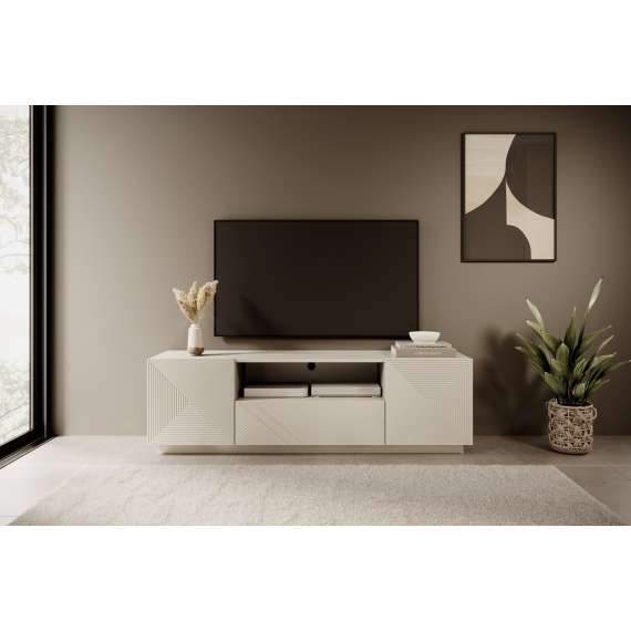 Tv-benk Asha 167x50 cm - cashmere - 2 dører - 1 skuff