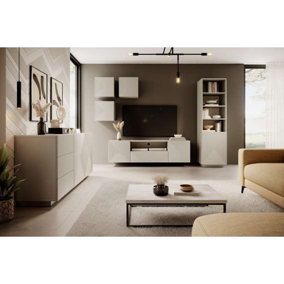 Tv-benk Asha 167x50 cm - cashmere - 2 dører - 1 skuff