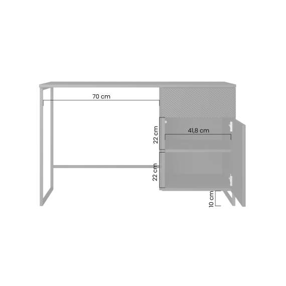 Skrivebord Asha 120x55 cm - cashmere - med oppbevaring