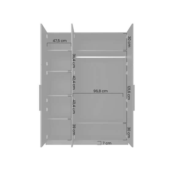 Garderobeskap Asha 150x205 cm - cashmere - 3 dører