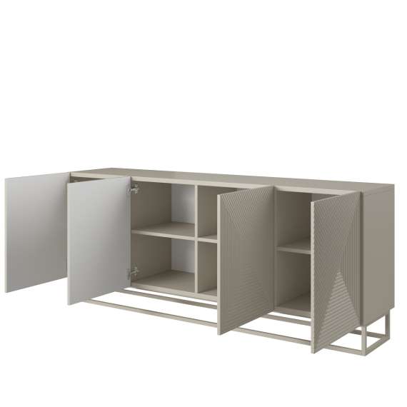 Skjenk Asha 200x81 cm - cashmere - 4 dører - metallramme